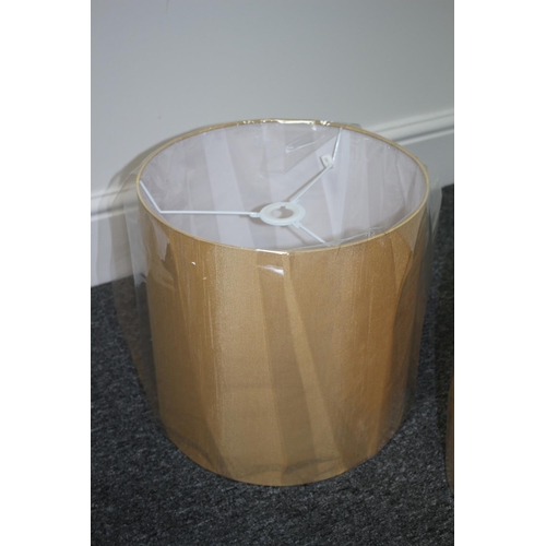 426 - 2 x New gold light shades of Different Sizes. The Largest Diameter 36cm x 35 cm High . The Smaller D... 