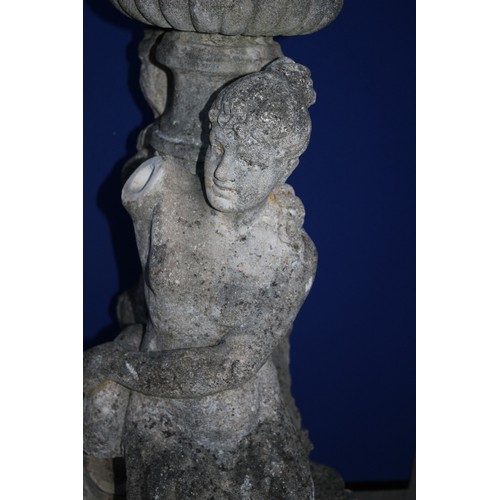 432 - Very large and heavy Vintage concrete garden statue, approximately 4ft tall. Figure features childre... 