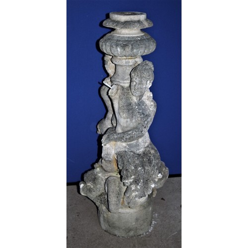 432 - Very large and heavy Vintage concrete garden statue, approximately 4ft tall. Figure features childre... 