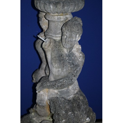 432 - Very large and heavy Vintage concrete garden statue, approximately 4ft tall. Figure features childre... 