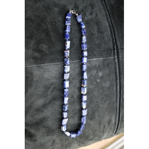 438 - Chunky Lapis Lazuli Necklace with 925 Sterling Silver