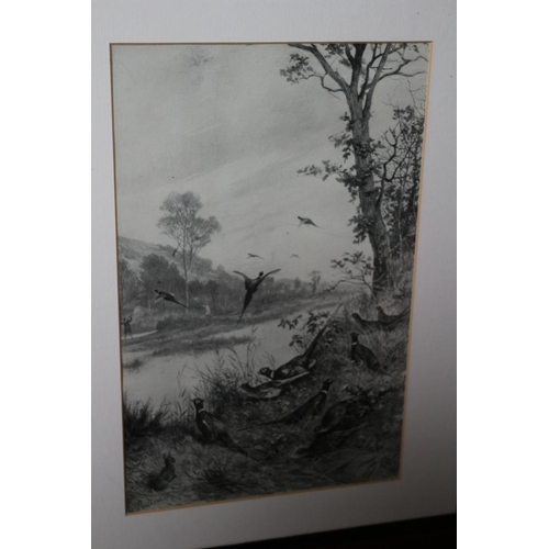 440 - 3 x Framed and Glazed Hunting Scene Prints - Old