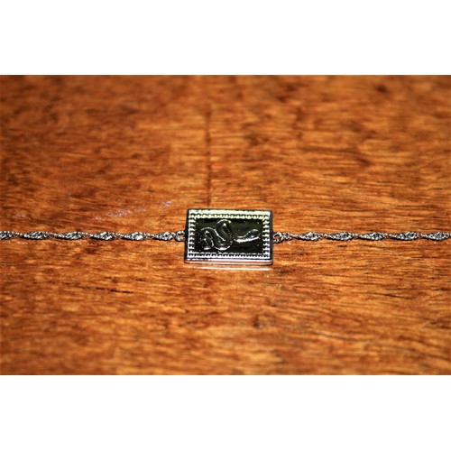 442 - Brand New Sterling Silver - 925 - Bracelet with Rectangular Ingot with Snake Carved on it. Pouch