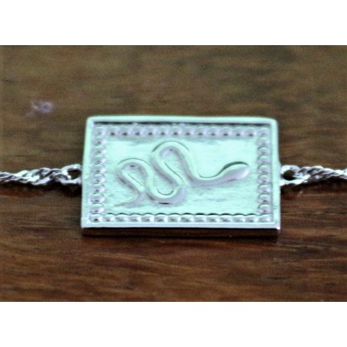 442 - Brand New Sterling Silver - 925 - Bracelet with Rectangular Ingot with Snake Carved on it. Pouch