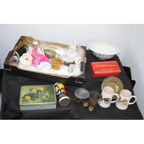 451 - An Assortment of Interesting Items Including Vintage Badges, Sadler Mugs ,Tray and Russian Pot