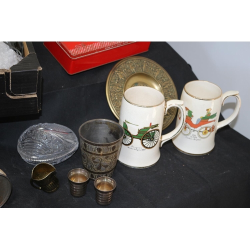 451 - An Assortment of Interesting Items Including Vintage Badges, Sadler Mugs ,Tray and Russian Pot