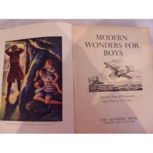 11 - 4 Vintage Children Books Including World Of Adventure, Robinson Crusoe, Modern Wonders, Thrills Of S... 