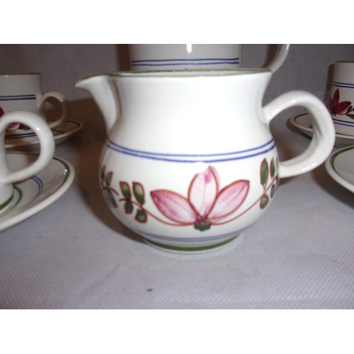 13 - Iden Pottery Rye Coffee Set With Lovely Floral Pattern