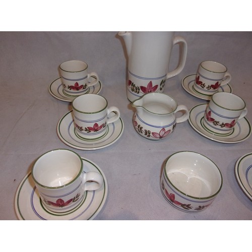 13 - Iden Pottery Rye Coffee Set With Lovely Floral Pattern