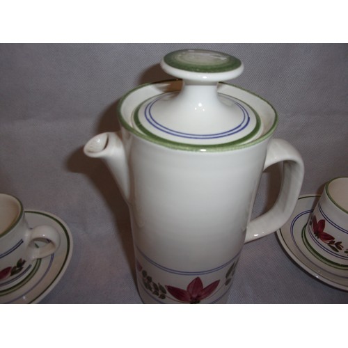 13 - Iden Pottery Rye Coffee Set With Lovely Floral Pattern