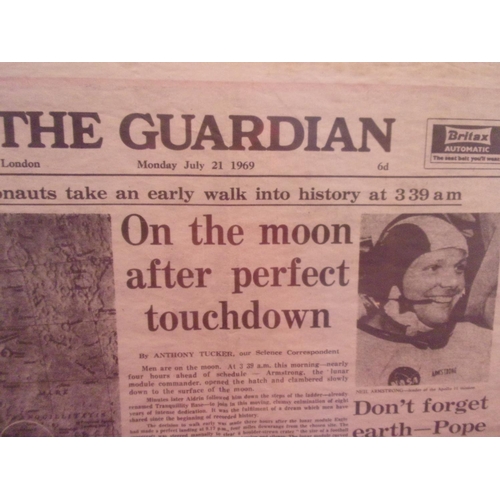 26 - Frame And Glazed Copy Of The Front Page Of The Guardian Man Lands On The Moon