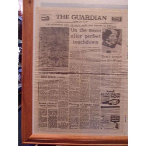 26 - Frame And Glazed Copy Of The Front Page Of The Guardian Man Lands On The Moon