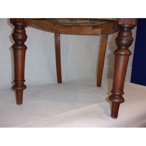 209 - Two Wooden Hall Chairs with Carved motif Backs and Turn Front Legs. One needs back tightening