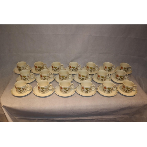 84 - Nice Collection of J & G Meakin Cups and Saucers in the Trend Pattern - 38 Piece