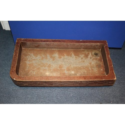 130 - Gorgeous Heavy Stone Belfast Sink With Ornate Carving  On Edge, Has Usual Usage Marks