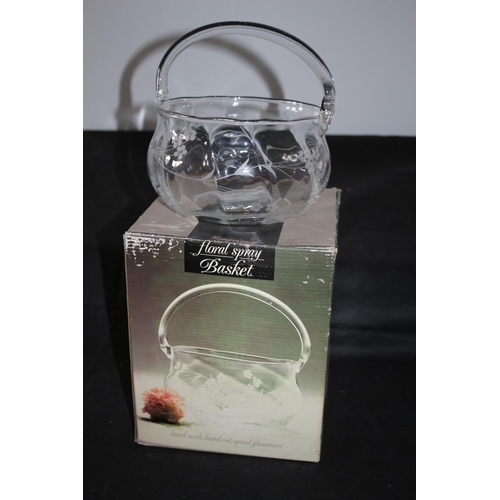 132 - Rayware Floral Spray Glass Basket