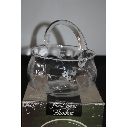 132 - Rayware Floral Spray Glass Basket