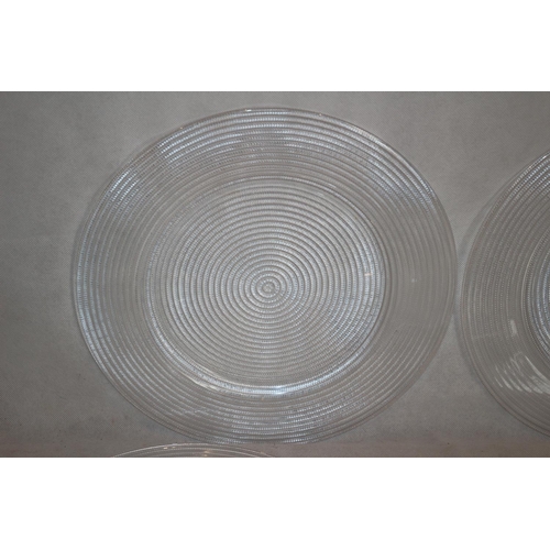 134 - 5 Ribbed Glass Large Plates Approx. 32.5 CM Diameter