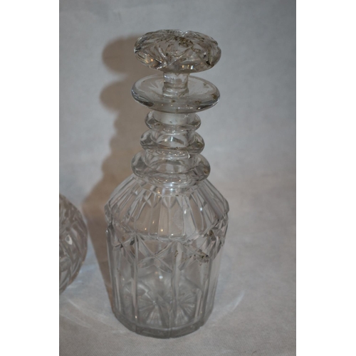 135 - 3 Heavy Cut Glass Decanters