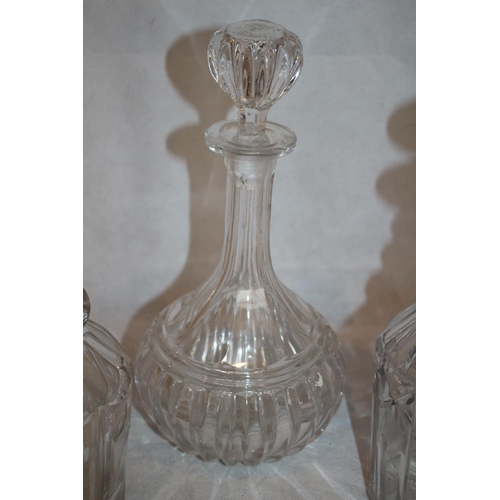 135 - 3 Heavy Cut Glass Decanters