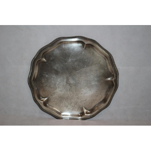 136 - Silver Plated Heavy Engraved Tray