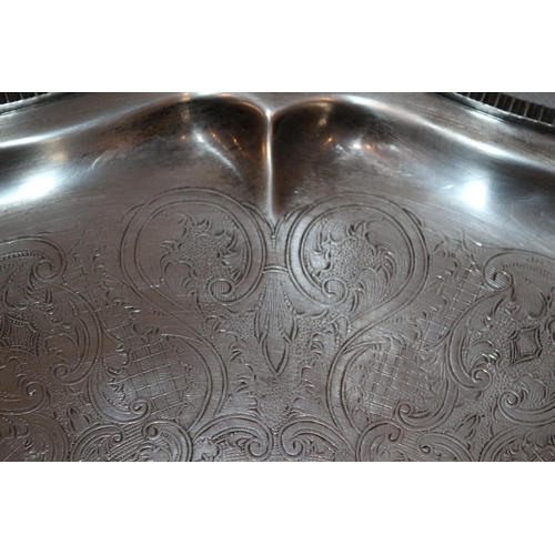 136 - Silver Plated Heavy Engraved Tray