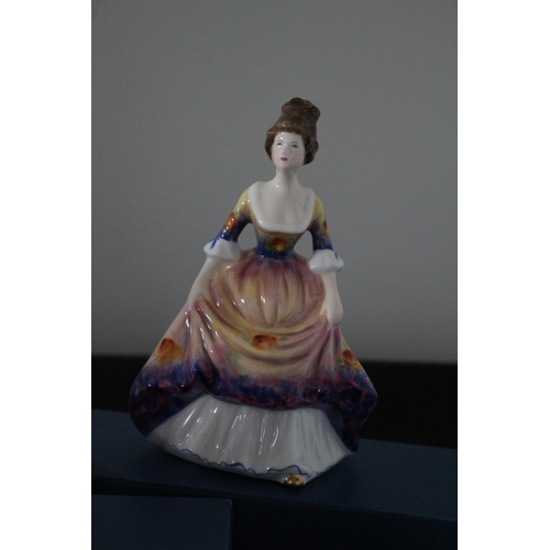 144 - 5X Boxed Caroline Fine Bone China Lady Figurines, Hand Painted