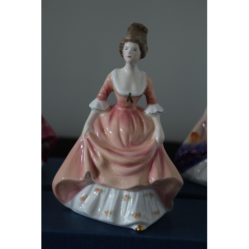 144 - 5X Boxed Caroline Fine Bone China Lady Figurines, Hand Painted