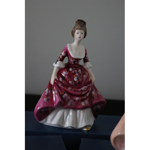 144 - 5X Boxed Caroline Fine Bone China Lady Figurines, Hand Painted