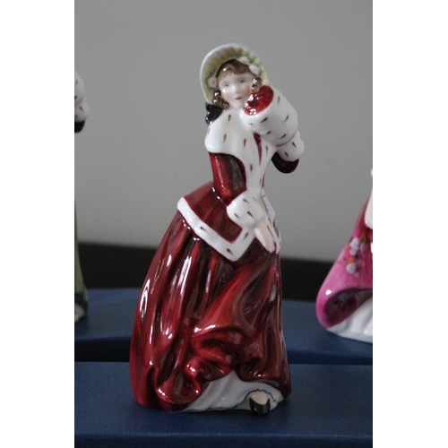 144 - 5X Boxed Caroline Fine Bone China Lady Figurines, Hand Painted