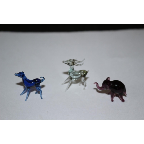 151 - 3 Delicate Small Believed To Be Murano Glass Animal Figures, Including Elephant, Deer and Dog