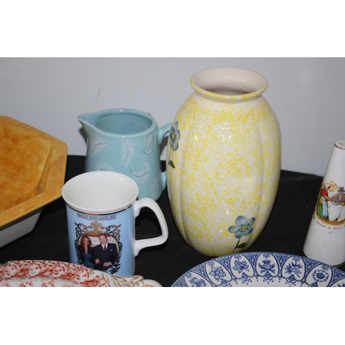 159 - An Assortment Of Chinaware Including Bowls Mugs, Welsh Condiment Set. Some A/F