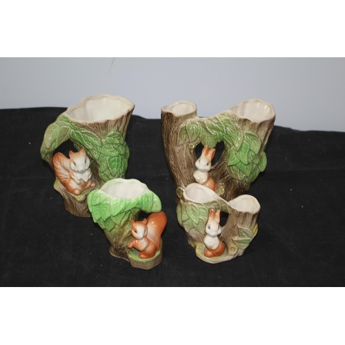 162 - Vintage Withernsea Eastgate Pottery  Fauna 4 Of Vase/ Planters