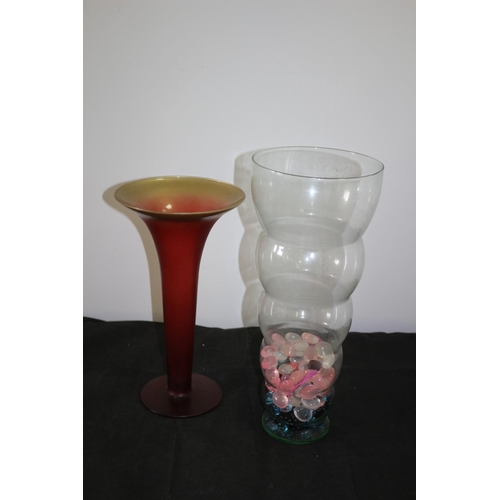 190 - 2 Large Glass Vases, With The Largest Standing 45CM