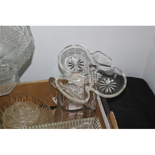 198 - A Large Selection Of Clear Glass Including Punch Bowl