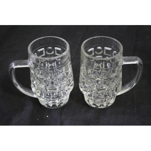 465 - 2 Glass Style Steins Marked Wm Younger & Co Ltd Edinburgh And 2 Half Pint Glasses