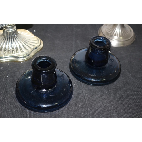 466 - Two Metal Candle Stick Holders 1 with 5 Cups The Other With 2. Plus Two China Holders Complete With ... 