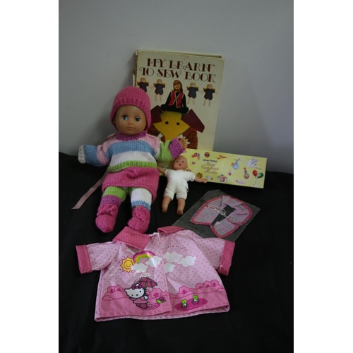 470 - Birth Certificate Holder, 2 Dolls and Book on My Learn to Sew Book