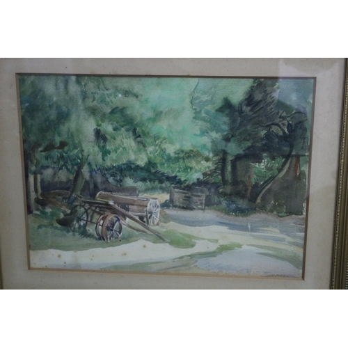 476 - Two Frame And Glazed Watercolour Paintings Of Farming Scene, Some Foxing