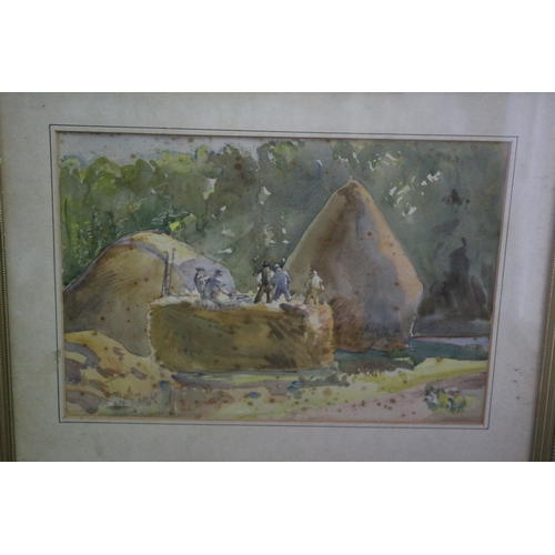 476 - Two Frame And Glazed Watercolour Paintings Of Farming Scene, Some Foxing