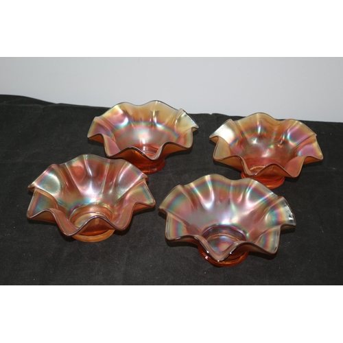 489 - 4 Carnival Glass 7inch Dishes