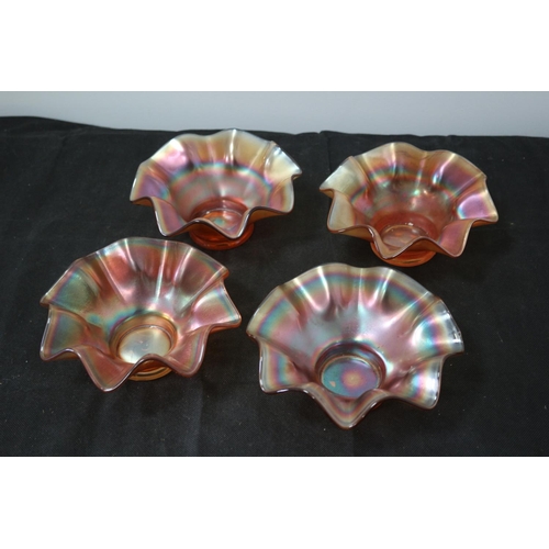 489 - 4 Carnival Glass 7inch Dishes