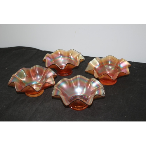 489 - 4 Carnival Glass 7inch Dishes