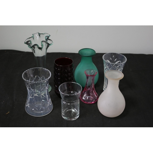 492 - 8 Glass Vases of Various Style And Sizes