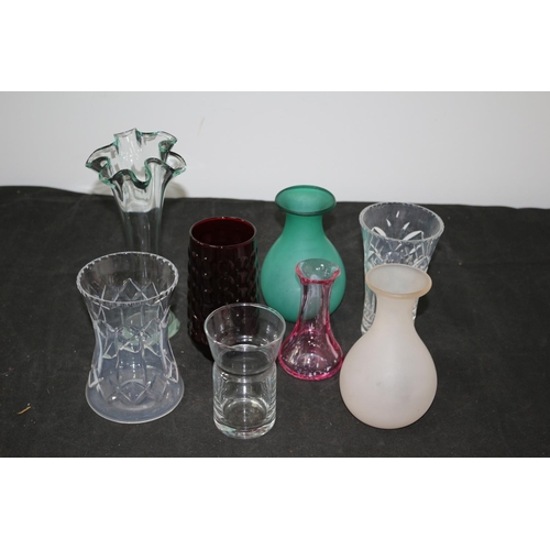 492 - 8 Glass Vases of Various Style And Sizes