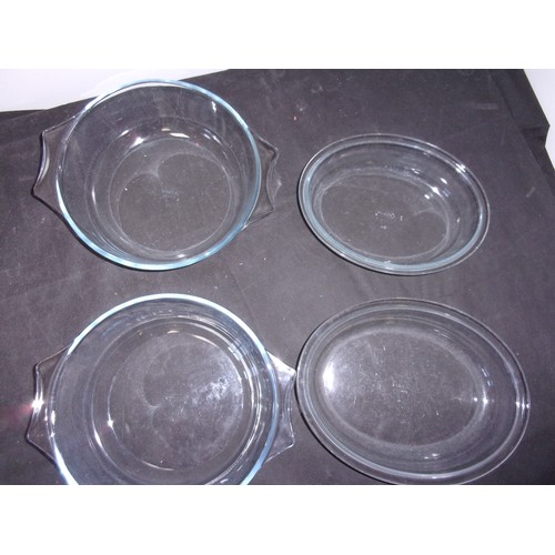 494 - 4 Pyrex  Dishes 2 Round And 2 Oval Plus 1 Anchor Dish 35cm x 23cm. ALL FUNDS GOING TO LAST CHANCE AN... 