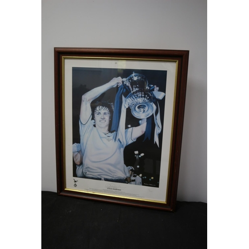 497 - A Limited Edition Print 62/350 Signed Frame and Glazed. Steve Perryman Of Spurs With F.A Cup. 75cm x... 