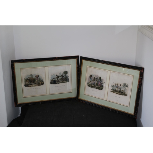 509 - Two Framed And Glazed Engravings . Les Indiens En Route Portuagais Chasseurs Prince Nevwied 71cm x 4... 