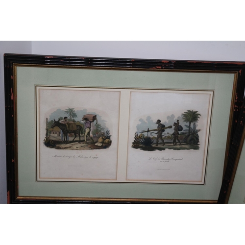 509 - Two Framed And Glazed Engravings . Les Indiens En Route Portuagais Chasseurs Prince Nevwied 71cm x 4... 