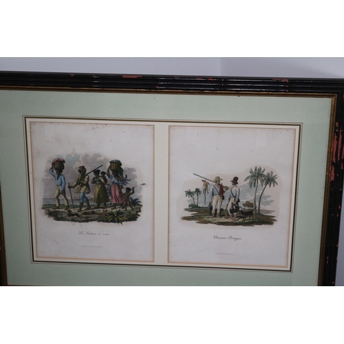 509 - Two Framed And Glazed Engravings . Les Indiens En Route Portuagais Chasseurs Prince Nevwied 71cm x 4... 